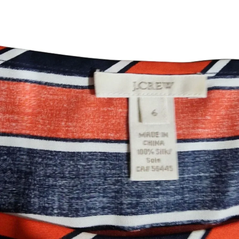 J Crew Gondola Striped Short Sleeve Top Womens Sz 6‎ Silk Nautical Beachy Summer
